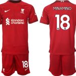 Billiga Fotbollströjor Liverpool Hemmatröja Herr 2023 Kortärmad + Korta byxor MINAMINO 18