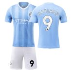 Billiga Fotbollströjor Barn Manchester City 2023-24 Hemmatröja Kortärmad shorts HAALAND 9