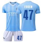Billiga Fotbollströjor Barn Manchester City 2023-24 tröja Kortärmad shorts Phil Foden 47