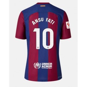 Billiga Fotbollströjor Herr FC Barcelona Hemmatröja 2023-24 Kortärmad med tryck Ansu Fati 10