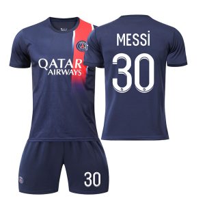 Billiga Fotbollströjor Paris Saint-Germain PSG 23-24 Hemmatröja Kortärmad shorts MESSi 30