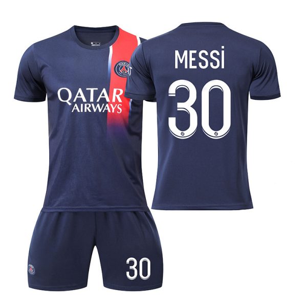 Billiga Fotbollströjor Paris Saint-Germain PSG 23-24 Hemmatröja Kortärmad shorts MESSi 30