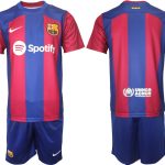 Billiga Fotbollströjor Herr FC Barcelona Hemmatröja 2023-24 Kortärmad shorts