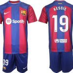 Billiga Fotbollsställ Herr FC Barcelona Hemmatröja 2023-2024 Kortärmad shorts KESSIE 19