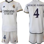 Billiga Fotbollströjor Herr Real Madrid Hemmatröja 2023-24 Kortärmad + Korta byxor SERGIO RAMOS 4