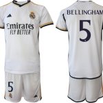 Billiga Fotbollströjor Herr Real Madrid Hemmatröja 2023-24 Kortärmad shorts BELLINGHAM 5