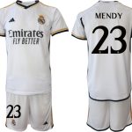 Billiga Fotbollströjor Herr Real Madrid Hemmatröja 2023-24 tröja set med namn MENDY 23