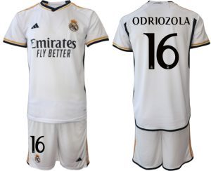 Billiga Fotbollströjor Herr Real Madrid Hemmatröja 2023-24 tröja set med namn ODRIOZOLA 16