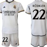 Billiga Fotbollströjor Herr Real Madrid Hemmatröja 2023-24 tröja set med namn RÜDIGER 22