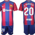 Billiga Fotbollströjor Herr FC Barcelona 2023-2024 Kortärmad + Korta byxor med tryck S.ROBERTO 20