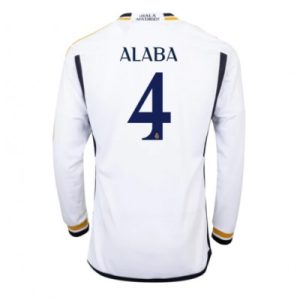 Beställa billigt fotbollströjor Herr Real Madrid Hemmatröja 2023-24 Långärmad David Alaba 4