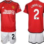 Billiga Fotbollströjor Herr Manchester United Hemmatröja 2023-24 Kortärmad + Korta byxor LINDELOF 2