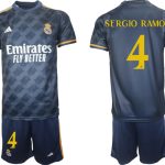 Billiga Fotbollströjor Herr Real Madrid Bortatröja 2023-24 Kortärmad + Korta byxor SERGIO RAMOS 4
