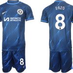 Billiga Fotbollströjor Herr Chelsea Bortatröja 2023-24 Kortärmad + Korta byxor Enzo Fernández 8