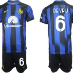 Billiga Fotbollströjor Herr Inter Milan Hemmatröja 2023-24 tröja set med tryck Stefan de Vrij 6