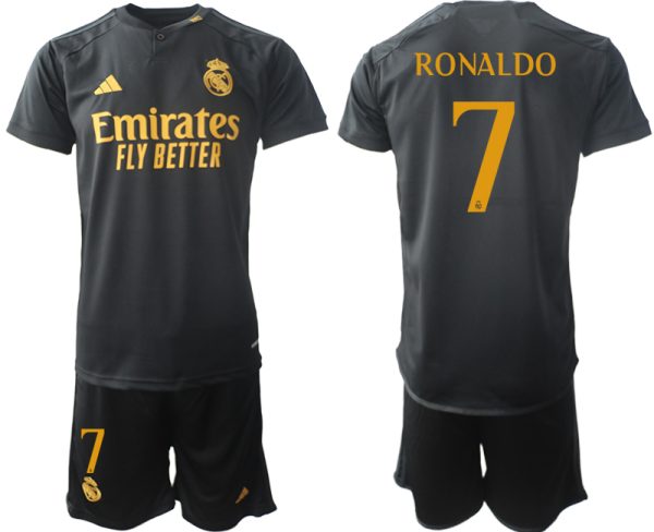 Billiga matchtröja Real Madrid Tredje Tröja Kortärmad shorts 2023-2024 Cristiano Ronaldo 7