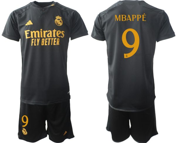 Billiga matchtröja Real Madrid Tredje Tröja Kortärmad shorts 2023-2024 Kylian Mbappe 9