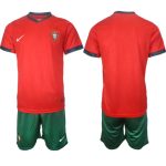 Billiga Fotbollströjor för män Portugal Landslagströja Hemmaställ EM 2024 Kortärmad shorts